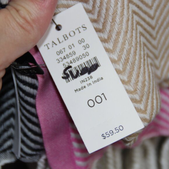 Talbots Shawl Wrap Scarf Pink Tan Blue Black Fringe Acrylic Wool  Soft Fall NEW - Picture 8 of 8